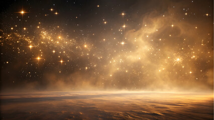 Cosmic Background with Misty Stardust and Golden Hues. Perfect for: Space-themed weddings, stargazing events, cosmic art