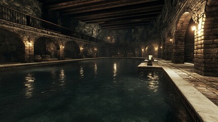 Fototapeta premium Ancient Stone Indoor Swimming Pool in a Cave