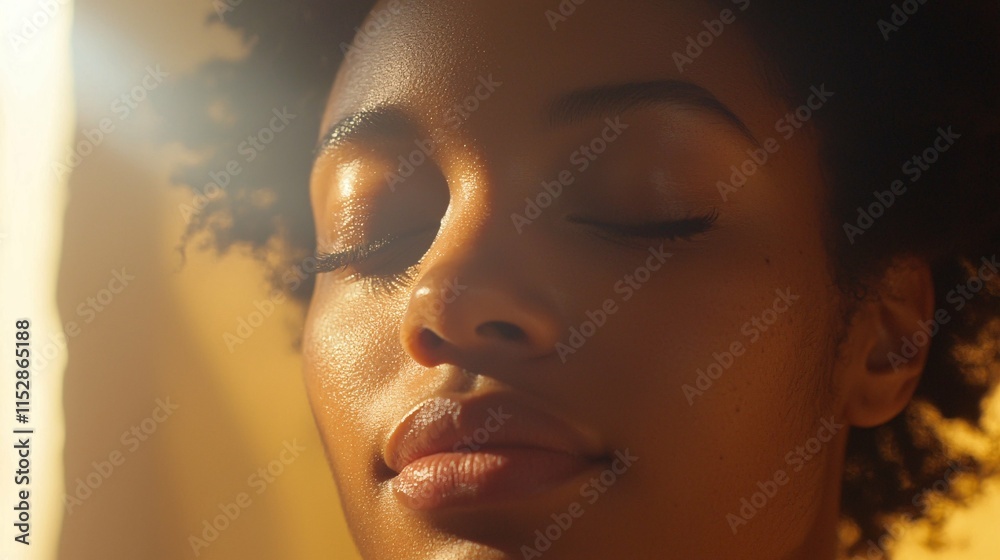 Aufkleber a close-up captures a meditative individual in natural light, surrounded by guided materials that en