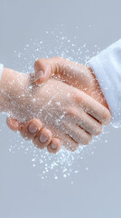 Fototapeta premium Digital Handshake, Connecting Global Networks, Building Partnerships, and Fostering Collaboration Effectively.