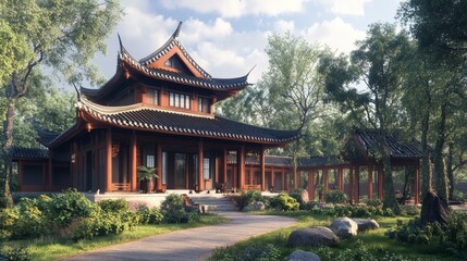 Fototapeta premium Asian architect designing a house