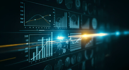 Abstract Data Visualization Background in Blue and Yellow