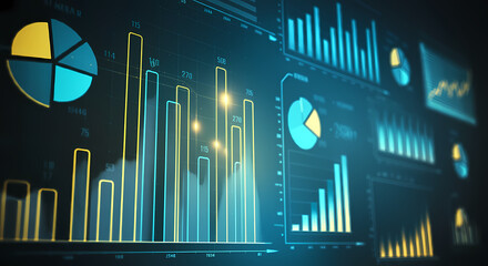 Abstract Data Visualization Background in Blue and Yellow