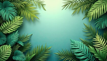 Obraz premium tropical summer leaves decorative background, green summer theme 