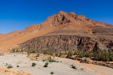 Desert valley in the Moroccan countryside near the Atlas Mountains