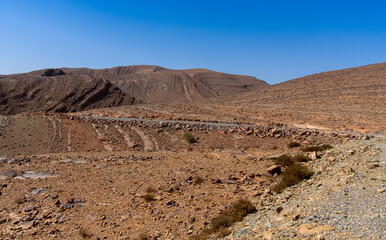 Desert valley in the Moroccan countryside near the Atlas Mountains