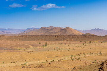Desert valley in the Moroccan countryside near the Atlas Mountains