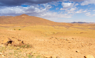 Desert valley in the Moroccan countryside near the Atlas Mountains