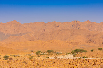 Desert valley in the Moroccan countryside near the Atlas Mountains