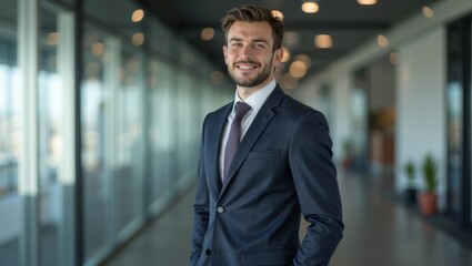Fototapeta premium portrait of a young businessman in a corporate environment