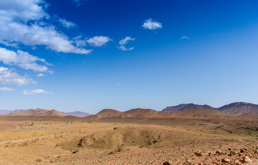 Desert valley in the Moroccan countryside near the Atlas Mountains