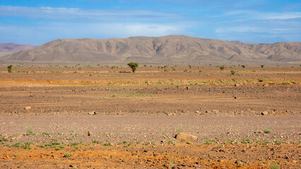 Desert valley in the Moroccan countryside near the Atlas Mountains