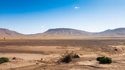 Desert valley in the Moroccan countryside near the Atlas Mountains