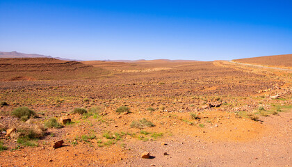 Desert valley in the Moroccan countryside near the Atlas Mountains