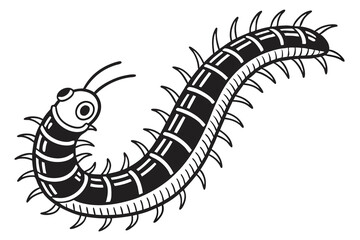 Cute Earthworm black color line art roundshape A.eps