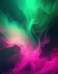 Red green smoke on a black background.