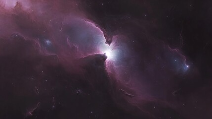 Fototapeta premium Celestial Nebula Cosmic Dance Glowing Purple and White Gas Clouds