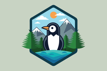 Penguin Illustration of Nature Mountain Forest H.eps