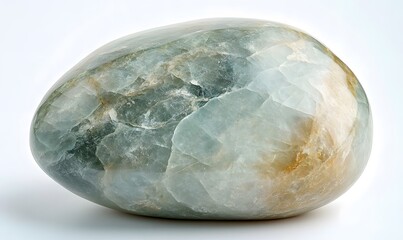 Obraz premium Polished aquamarine gemstone, oval shape, blue-green hues, smooth surface.