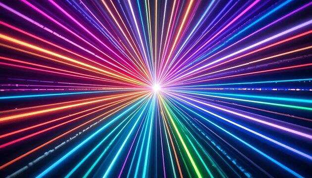 Vibrant Rainbow Lines Converging at a Central Point