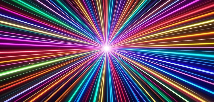 Bright Multicolored Lines Converging To A Central Point