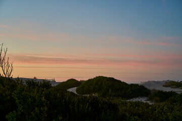 romantic sunset at a beach in Portugal.