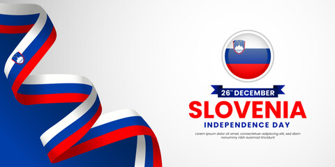 Slovenia ribbon flag for Independence and Unity day banner background with blank space area