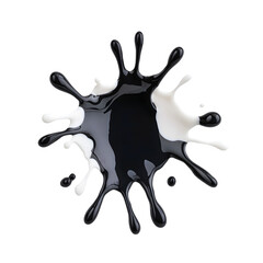 Black paint splash blot isolated for abstract art creative mess ink drop spot graphic element dynamic texture and grunge artistic background concept