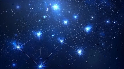 A blue sky with stars and a constellation