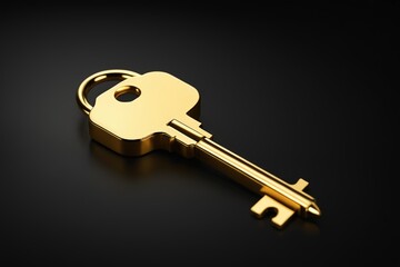 a golden key on a black background