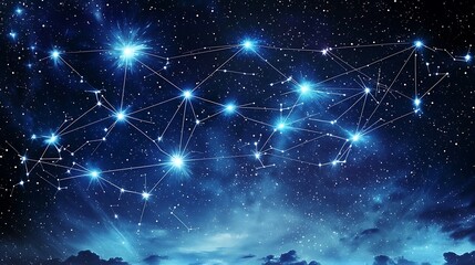 A starry sky with a blue background