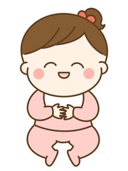 ニコニコ笑顔の女の子の赤ちゃんのゆるかわイラスト