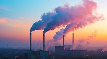 A silhouetted industrial complex against a dramatic sky,