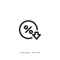 Percent Down Icon. Editable Stroke