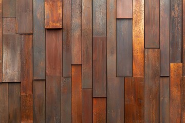 A textured wooden wall with varying shades of brown, featuring a mix of smooth and rough surfaces, providing a rustic aesthetic.
