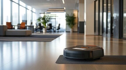 Illustration of Smart Office Cleaning System Automated system for office cleaning. Ai generated image