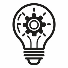 Creative Thinking Icon - Vector Light Bulb with Gear