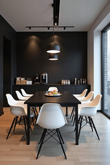 Modern Minimalist Dining Room in Black and White for Elegant Contemporary Living