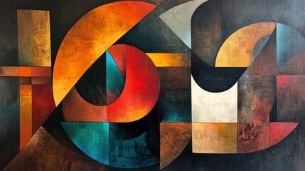 Abstract Geometric Composition in Earthy Tones