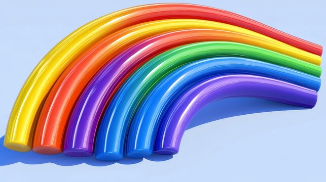 Colorful rainbow arc, vibrant hues, glossy texture, 3D render.