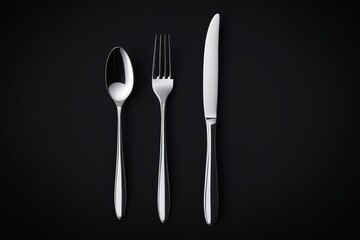 a knife, fork and knife on a black background