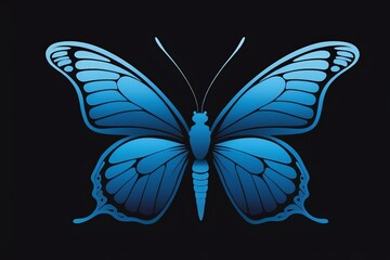 a blue butterfly on a black background