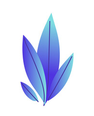 Gradient leaves concept. Blue bright foliage. Tropical and exotic plant. Beautiful flowers. Poster or banner for website. Flat vector illustration