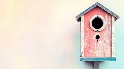 Rustic Pink Birdhouse Spring Garden Decor Wooden Bird Home