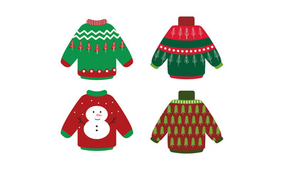 Cartoon christmas ugly sweaters colection