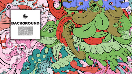 Colorful doodle art with various elements. it is suitable for background, book cover, cover, template, flayer, summer project. it is also useful for coloring book project.