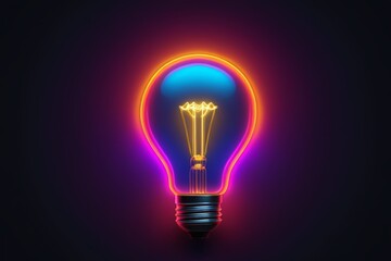 a glowing light bulb with a glowing neon effect