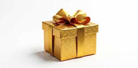 Obraz premium Ornate gold Christmas gift bow isolated with clipping path, gold, decorative, holiday