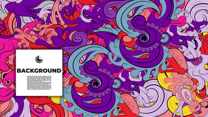 Colorful doodle art with various elements. it is suitable for background, book cover, cover, template, flayer, summer project. it is also useful for coloring book project.