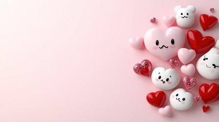 Cute heart-shaped decorations in pink tones for Valentine's Day.